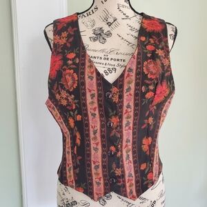 Vintage Boho Floral Embroidered Tuxedo Vest